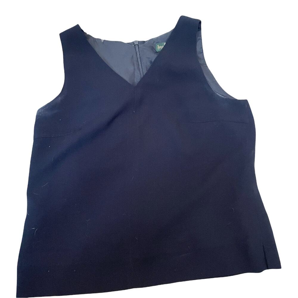 Harve Benard Blue Sleeveless Lined V Neck Dress Blouse Women's Size 6